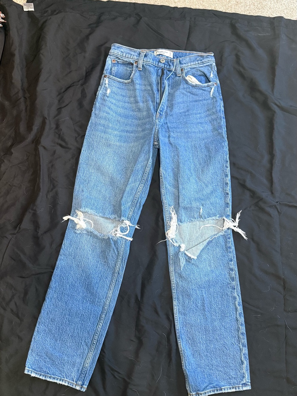 Abercrombie & Fitch Light Blue Straight Leg Distressed Jeans